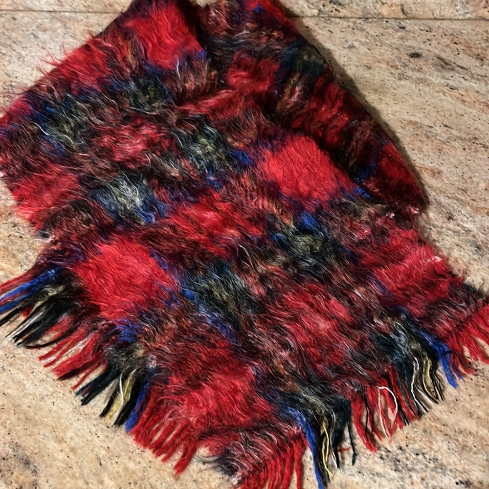Vintage Andrew Stewart Scotland Mohair Tartan Plaid Wool Blend Scarf.